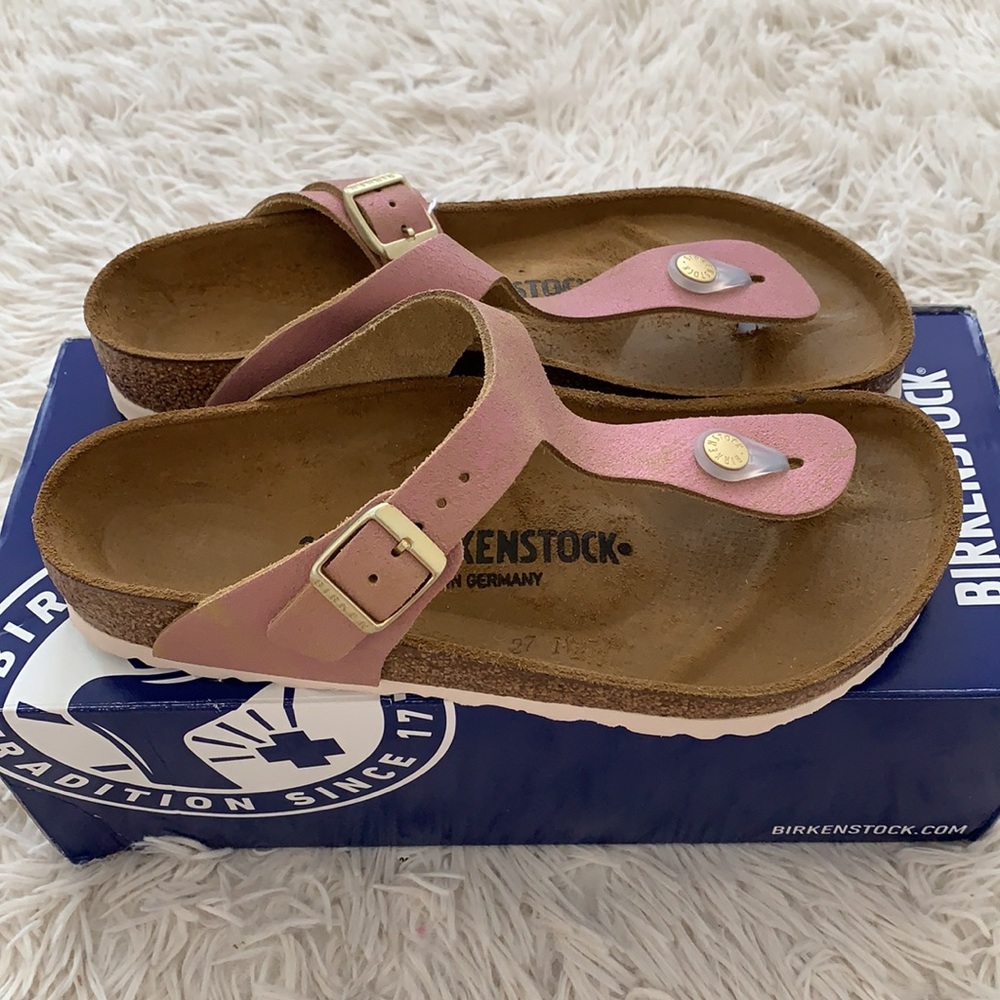 New Birkenstock Gizeh washed metallic pink - Picture 2 of 6